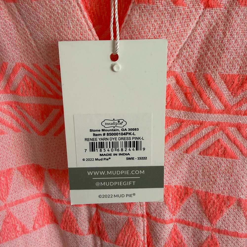 Mud Pie bright pink  Geometric Dress - Picture 3 of 6